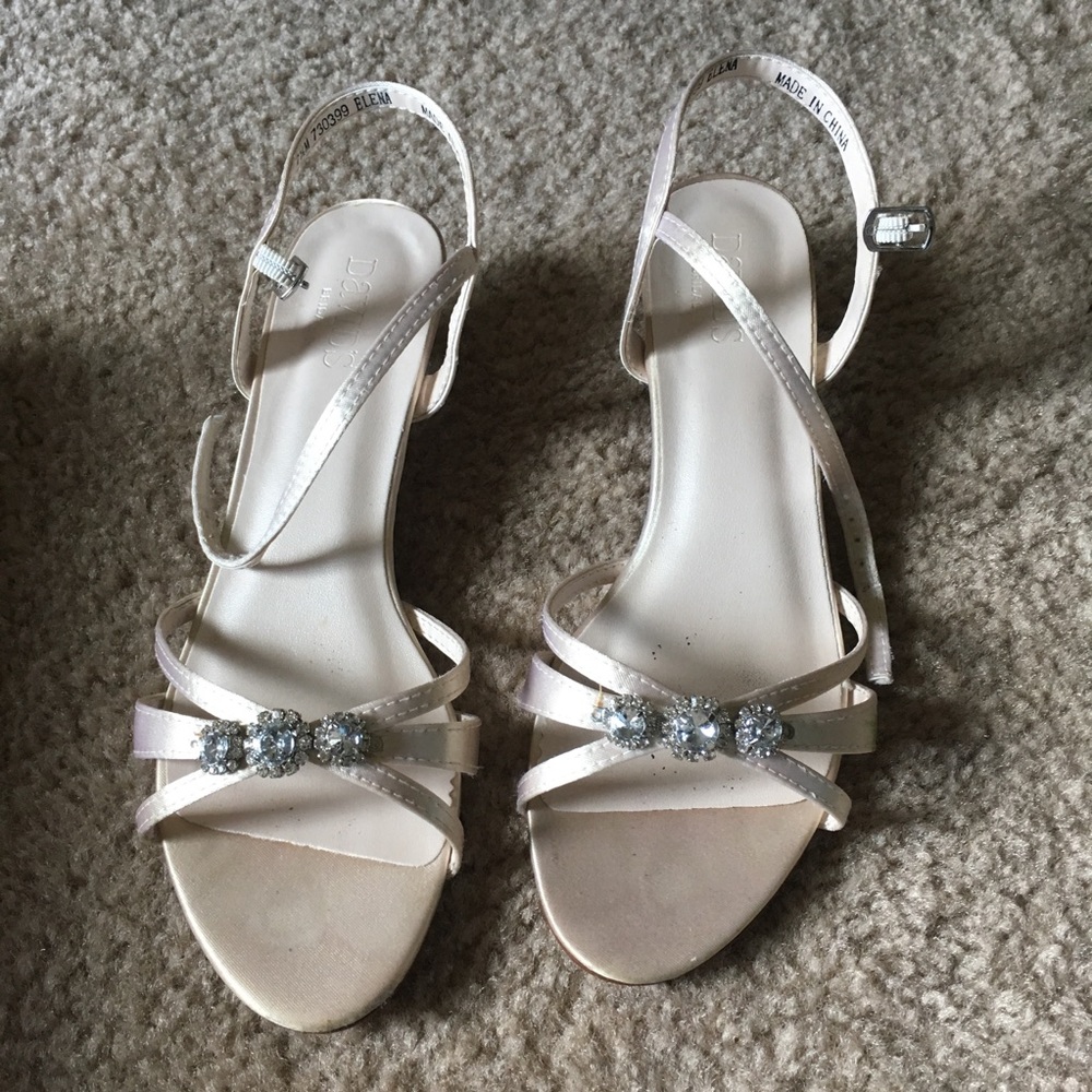 David’s Bridal Elena shoes dyed Champagne